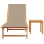 Tumbona con mesa madera maciza de acacia y textileno taupe by , Loungers - Ref: Foro24-4008419, Price: 191,28 €, Discount: %