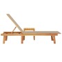 Tumbona con mesa madera maciza de acacia y textileno taupe de , Tumbonas - Ref: Foro24-4008419, Precio: 194,99 €, Descuento: %