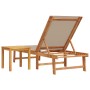 Tumbona con mesa madera maciza de acacia y textileno taupe de , Tumbonas - Ref: Foro24-4008419, Precio: 194,99 €, Descuento: %