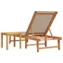 Tumbona con mesa madera maciza de acacia y textileno taupe by , Loungers - Ref: Foro24-4008419, Price: 191,28 €, Discount: %