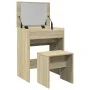 Tocador con taburete roble Sonoma 60x40x113,5 cm de , Tocadores para dormitorios - Ref: Foro24-848215, Precio: 98,06 €, Descu...