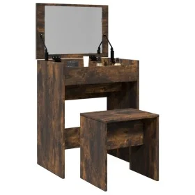 Tocador con taburete roble ahumado 60x40x113,5 cm de , Tocadores para dormitorios - Ref: Foro24-848217, Precio: 92,54 €, Desc...