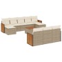 Set de sofás de jardín 11pzas con cojines ratán sintético beige en Conjuntos de jardín | Comprar online en Foru.es