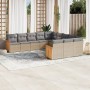 Set de sofás de jardín 11pzas con cojines ratán sintético beige en Conjuntos de jardín | Comprar online en Foru.es