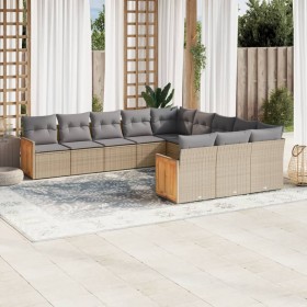 Set de sofás de jardín 11pzas con cojines ratán sintético beige en Conjuntos de jardín | Comprar online en Foru.es