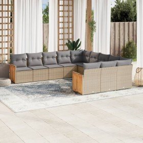 Set de sofás de jardín 11pzas con cojines ratán sintético beige en Conjuntos de jardín | Comprar online en Foru.es