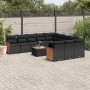 Set de sofás de jardín 12 piezas cojines ratán sintético negro en Conjuntos de jardín | Comprar online en Foru.es