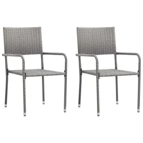 Sillas comedor de jardín apilables 2 uds ratán sintético gris de , Sillas de jardín - Ref: Foro24-318699, Precio: 76,01 €, De...