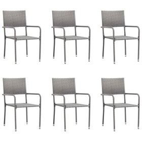 Sillas comedor de jardín apilables 6 uds ratán sintético gris de , Sillas de jardín - Ref: Foro24-318703, Precio: 232,33 €, D...
