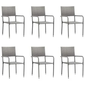Stapelbare Garten-Esszimmerstühle, 6 Stück, aus grauem synthetischem Rattan. von , Gartenstühle - Ref: Foro24-318703, Preis: ...