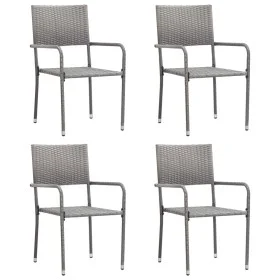 Sillas comedor de jardín apilables 4 uds ratán sintético gris de , Sillas de jardín - Ref: Foro24-318701, Precio: 136,02 €, D...