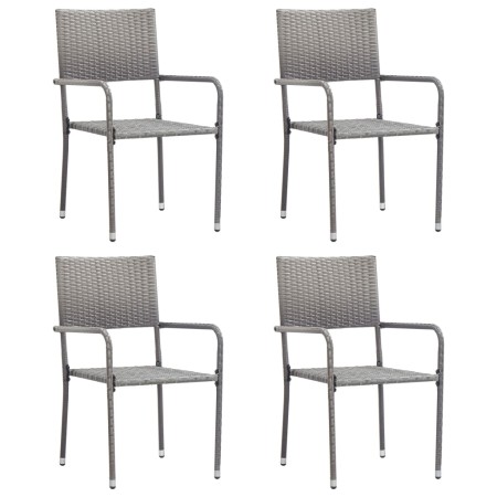 Sillas comedor de jardín apilables 4 uds ratán sintético gris de , Sillas de jardín - Ref: Foro24-318701, Precio: 137,04 €, D...