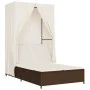 Tumbona doble con techo y cortinas ratán sintético marrón by , Loungers - Ref: Foro24-368100, Price: 290,11 €, Discount: %
