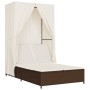 Tumbona doble con techo y cortinas ratán sintético marrón de , Tumbonas - Ref: Foro24-368100, Precio: 260,33 €, Descuento: %