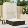 Tumbona doble con techo y cortinas ratán sintético marrón by , Loungers - Ref: Foro24-368100, Price: 290,11 €, Discount: %