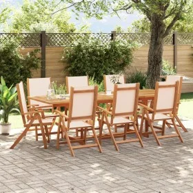 Juego comedor de jardín 9 pzas madera maciza acacia y textileno de , Conjuntos de jardín - Ref: Foro24-3279279, Precio: 929,6...