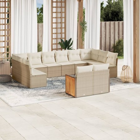 Set de sofás de jardín y cojines 12 pzas ratán sintético beige en Conjuntos de jardín | Comprar online en Foru.es