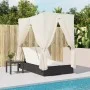 Doppel-Liegestuhl mit Dach und Vorhängen aus schwarzem synthetischem Rattan. von , Liegen - Ref: Foro24-368072, Preis: 306,57...