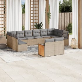 Set de sofás de jardín y cojines 12 pzas ratán sintético beige en Conjuntos de jardín | Comprar online en Foru.es