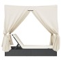Tumbona doble con techo y cortinas ratán sintético negro de , Tumbonas - Ref: Foro24-368072, Precio: 304,13 €, Descuento: %