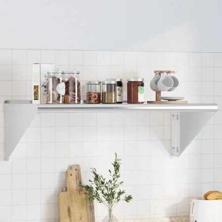 Estante de pared acero inoxidable plateado 100x45x31 cm de , Estantes y estanterías - Ref: Foro24-30272, Precio: 73,92 €, Des...