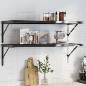 Estantes de pared 2 uds acero inoxidable negro 100x40x3 cm de , Estantes y estanterías - Ref: Foro24-30287, Precio: 65,80 €, ...