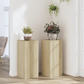 Soportes de plantas 2 uds madera roble Sonoma 30x30x70 cm de , Soportes para macetas - Ref: Foro24-852926, Precio: 66,37 €, D...