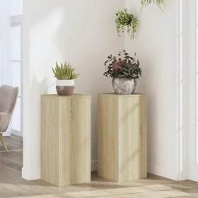 Soportes de plantas 2 uds madera roble Sonoma 30x30x70 cm de , Soportes para macetas - Ref: Foro24-852926, Precio: 77,43 €, D...