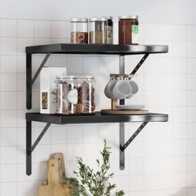 Estantes de pared 2 uds acero inoxidable negro 50x40x3 cm de , Estantes y estanterías - Ref: Foro24-30293, Precio: 45,63 €, D...