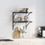 Estantes de pared 2 uds acero inoxidable negro 50x40x3 cm de , Estantes y estanterías - Ref: Foro24-30293, Precio: 45,63 €, D...