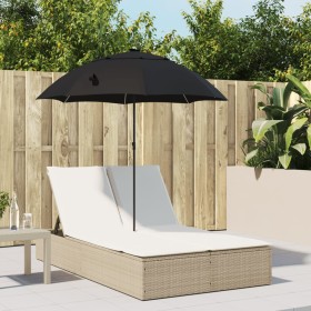 Tumbona doble con cojines y sombrilla ratán sintético beige de , Tumbonas - Ref: Foro24-368085, Precio: 264,74 €, Descuento: %