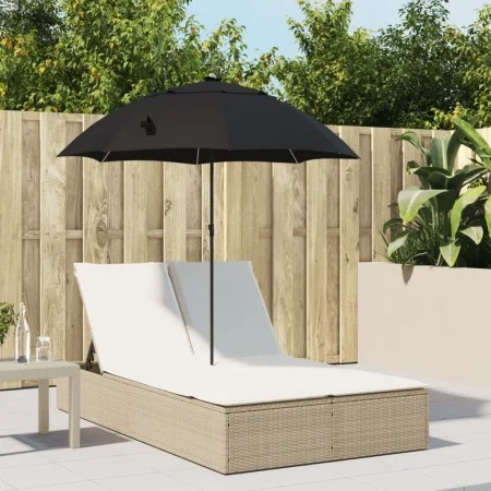 Tumbona doble con cojines y sombrilla ratán sintético beige by , Loungers - Ref: Foro24-368085, Price: 290,82 €, Discount: %