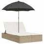 Tumbona doble con cojines y sombrilla ratán sintético beige by , Loungers - Ref: Foro24-368085, Price: 290,82 €, Discount: %