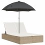 Tumbona doble con cojines y sombrilla ratán sintético beige de , Tumbonas - Ref: Foro24-368085, Precio: 264,74 €, Descuento: %