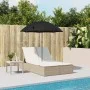 Tumbona doble con cojines y sombrilla ratán sintético beige by , Loungers - Ref: Foro24-368085, Price: 290,82 €, Discount: %