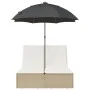 Tumbona doble con cojines y sombrilla ratán sintético beige by , Loungers - Ref: Foro24-368085, Price: 290,82 €, Discount: %