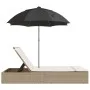 Tumbona doble con cojines y sombrilla ratán sintético beige by , Loungers - Ref: Foro24-368085, Price: 290,82 €, Discount: %