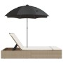 Tumbona doble con cojines y sombrilla ratán sintético beige de , Tumbonas - Ref: Foro24-368085, Precio: 264,74 €, Descuento: %