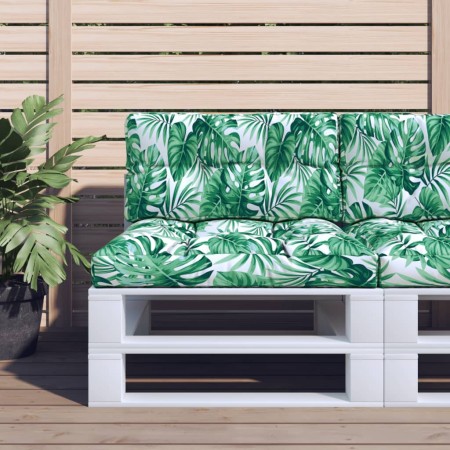 Cojín para palés tela estampado de hojas 70x40x12 cm de , Cojines para sillas y sofás - Ref: Foro24-360591, Precio: 24,15 €, ...
