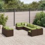 Set de sofás de jardín 9 pzas y cojines ratán sintético marrón de , Conjuntos de jardín - Ref: Foro24-3308302, Precio: 706,35...