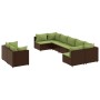 Set de sofás de jardín 9 pzas y cojines ratán sintético marrón de , Conjuntos de jardín - Ref: Foro24-3308302, Precio: 706,35...