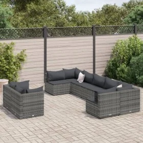 Set de sofás de jardín con cojines 9 pzas ratán sintético gris de , Conjuntos de jardín - Ref: Foro24-3308298, Precio: 609,39...