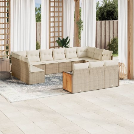 Set de sofás de jardín y cojines 13 pzas ratán sintético beige en Conjuntos de jardín | Comprar online en Foru.es