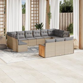 Set de sofás de jardín y cojines 13 pzas ratán sintético beige en Conjuntos de jardín | Comprar online en Foru.es