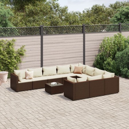 Set de sofás de jardín 11 pzas cojines ratán sintético marrón de , Conjuntos de jardín - Ref: Foro24-3308337, Precio: 709,35 ...