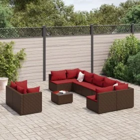 Gartensofa-Set, 10-teilig, mit braunen Kissen aus synthetischem Rattan. von , Gartensets - Ref: Foro24-3308309, Preis: 732,56...