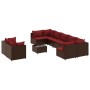 Set de sofás de jardín 10 pzas y cojines ratán sintético marrón de , Conjuntos de jardín - Ref: Foro24-3308309, Precio: 773,5...