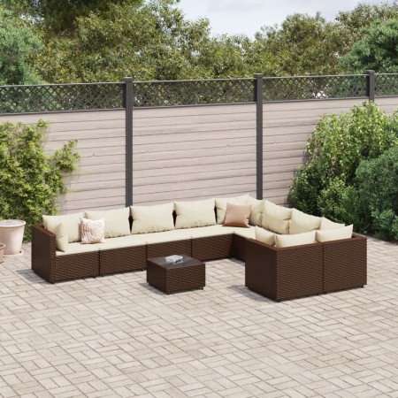 Set de sofás de jardín 10 pzas y cojines ratán sintético marrón de , Conjuntos de jardín - Ref: Foro24-3308321, Precio: 681,2...