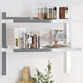 Estante de pared acero inoxidable plateado 75x23,5x60 cm by , Shelves and shelves - Ref: Foro24-30314, Price: 51,43 €, Discou...