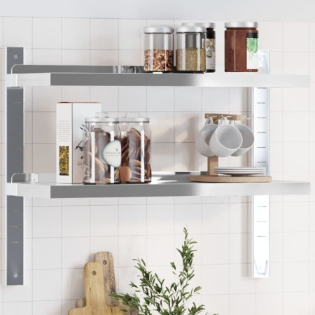 Estante de pared acero inoxidable plateado 75x23,5x60 cm de , Estantes y estanterías - Ref: Foro24-30314, Precio: 49,19 €, De...